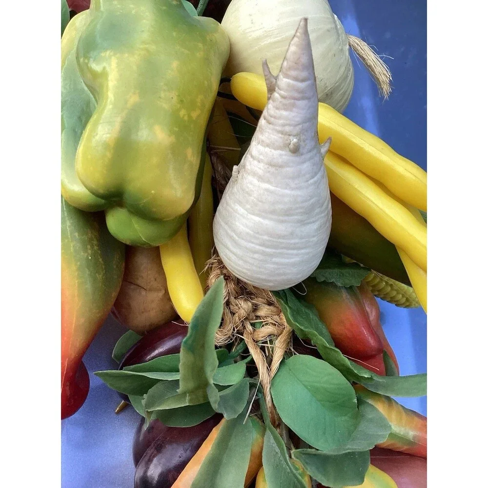 Farmhouse Plastic Vegetables On Braided Rope Hanging Decor/Garland 23